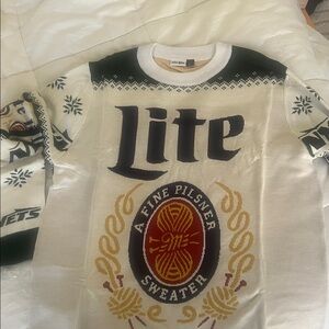 Miller Lite Jets ugly holiday sweater LARGE